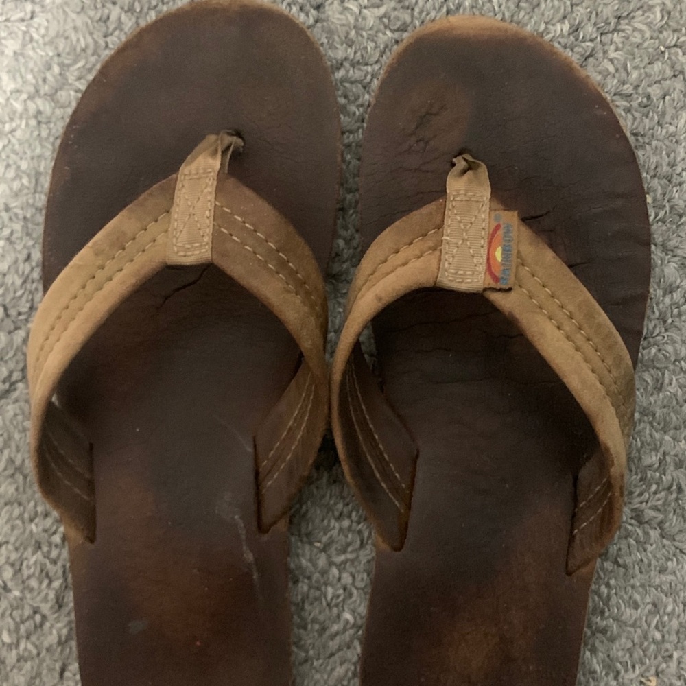Rainbow flip flops